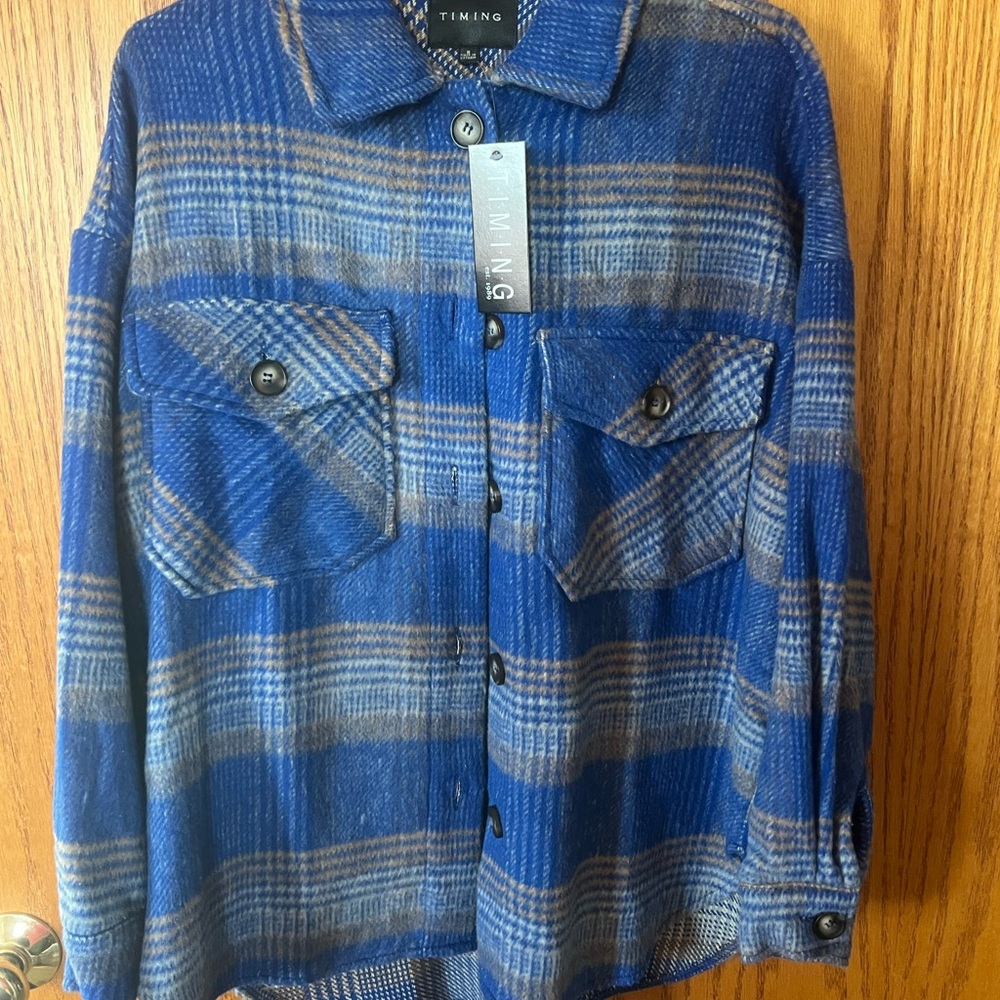 Timing Blue and Gray Plaid Button Down Shirt